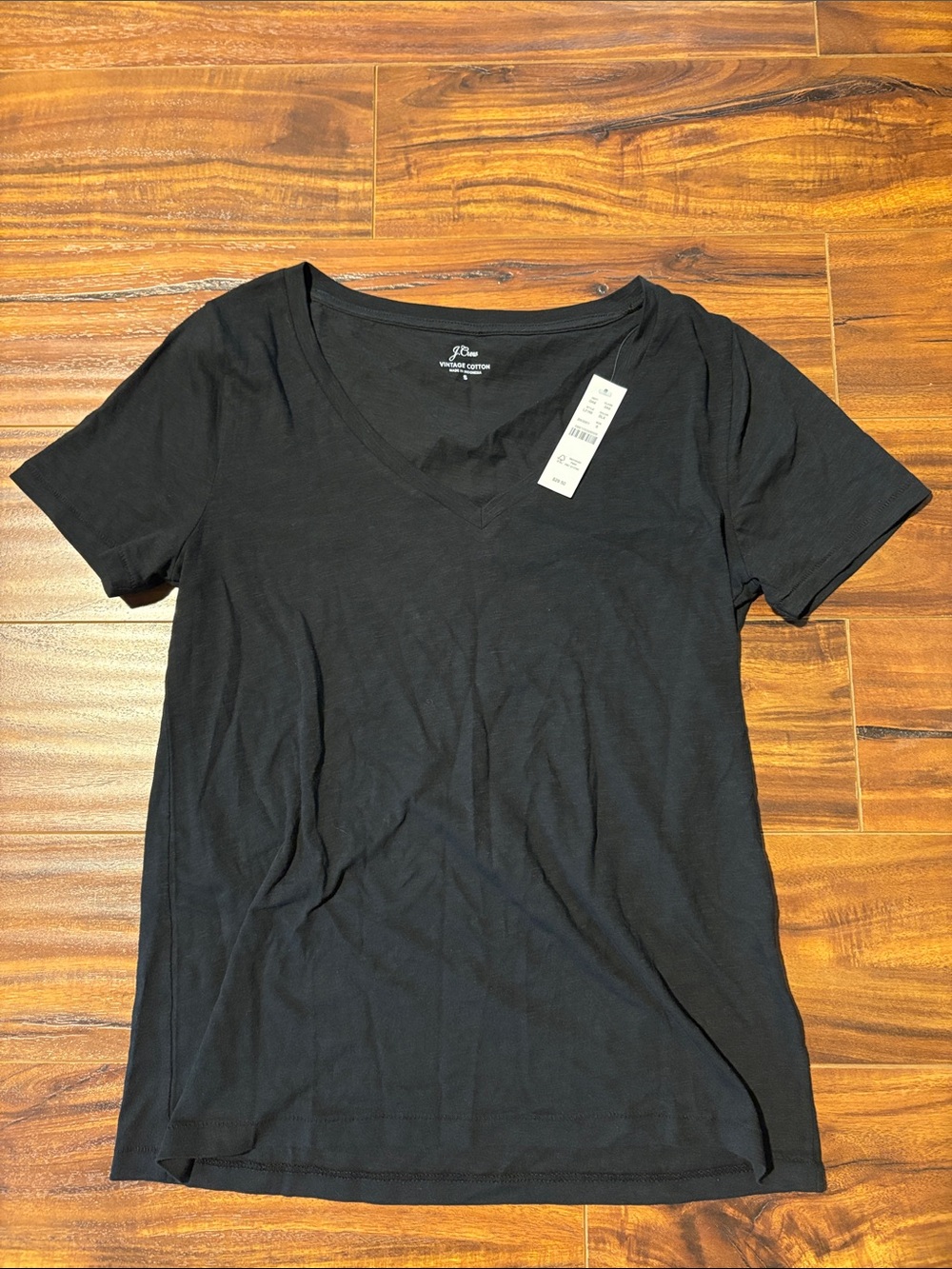 NWT J. Crew Black V-Neck 100% Cotton Short Sleeve Tee